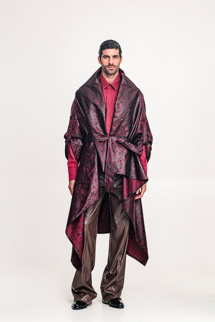 Hmong Kimono Brocade Bordeaux