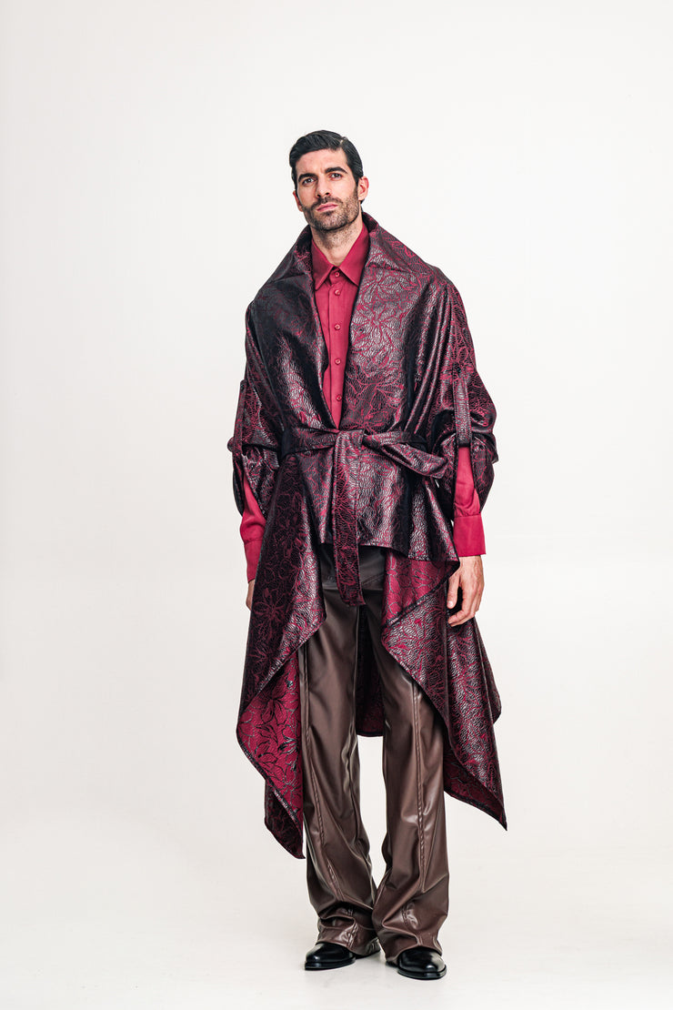 Hmong Kimono Brocade Bordeaux