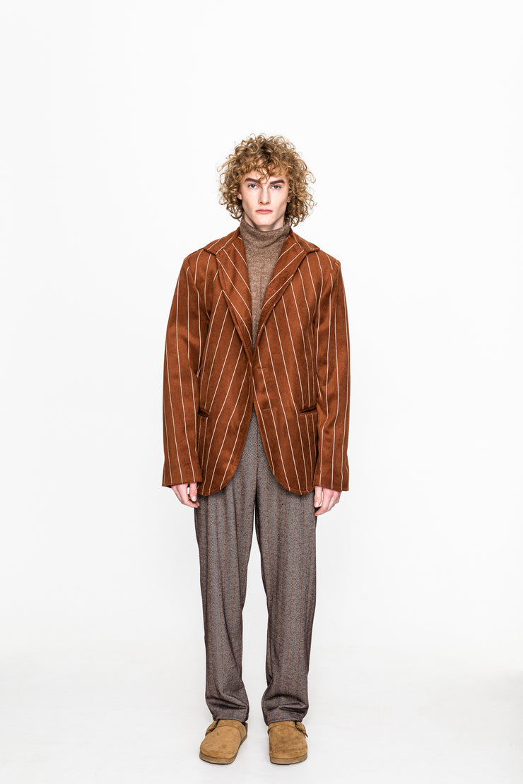 Enrico Blazer Striped Brown