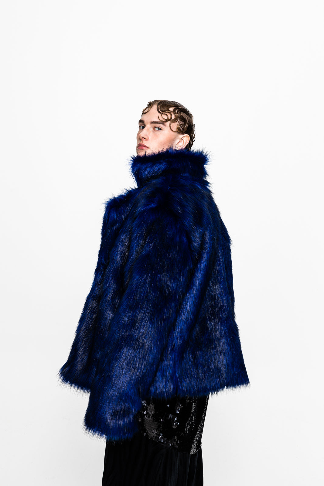 Mateo Faux Fur Jacket Blue – Dante Men