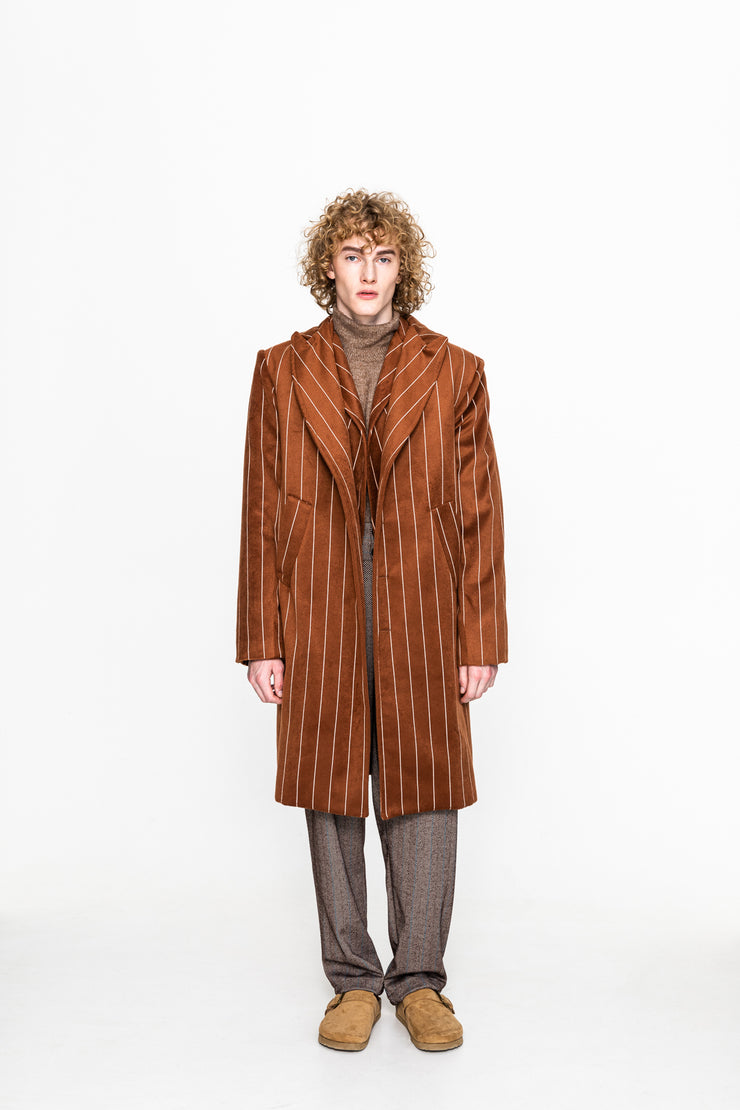 Federico Coat Striped Brown