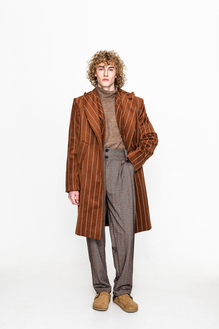 Federico Coat Striped Brown