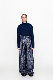 Sergio Pants Metallic Blue Patterned