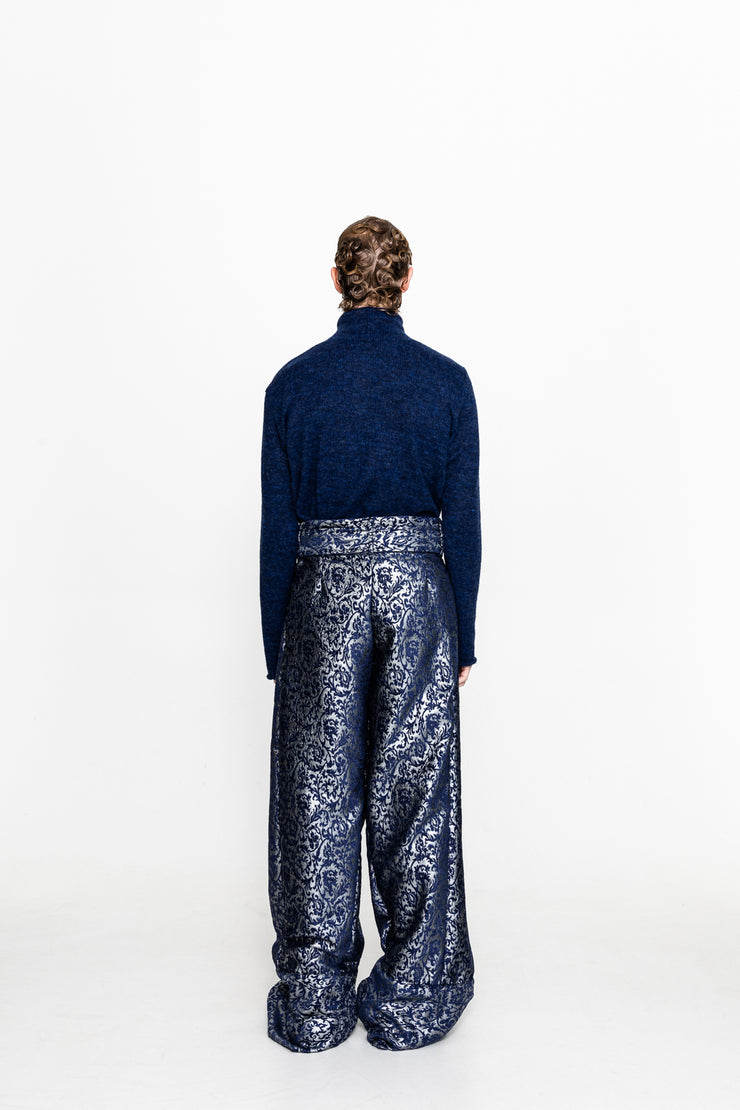 Sergio Pants Metallic Blue Patterned