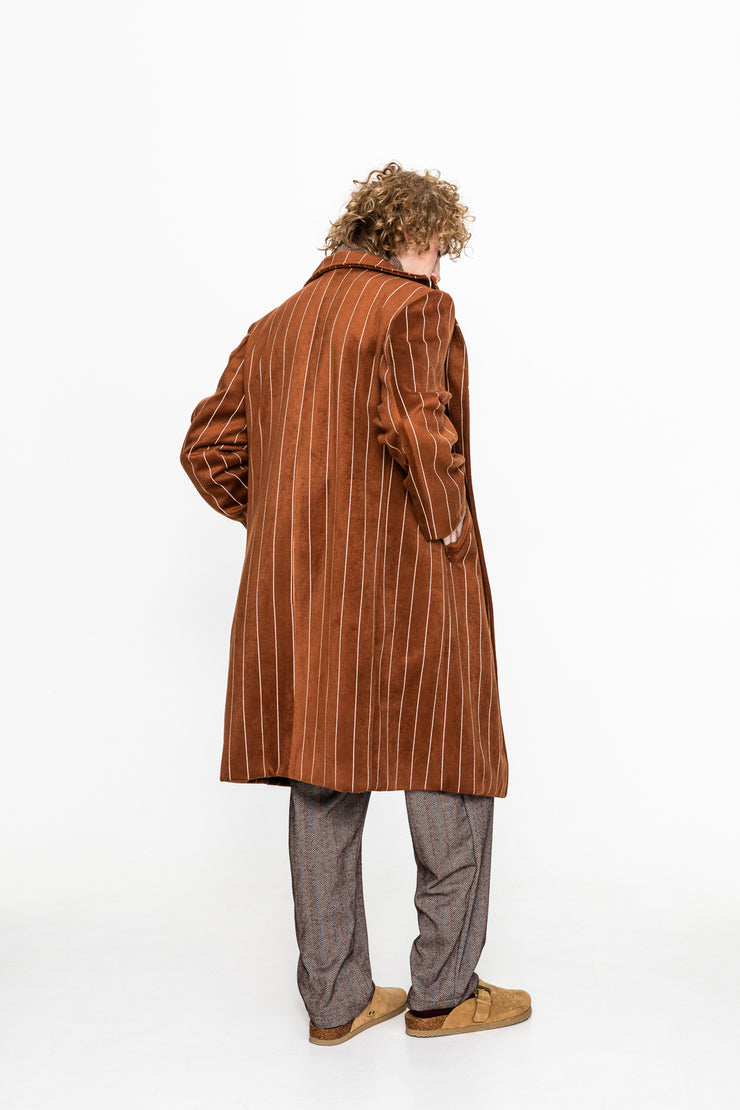 Federico Coat Striped Brown