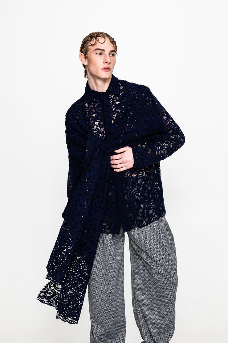 Luca Lace Shirt Dark Blue