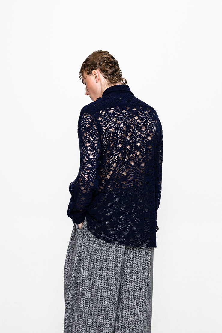 Luca Lace Shirt Dark Blue