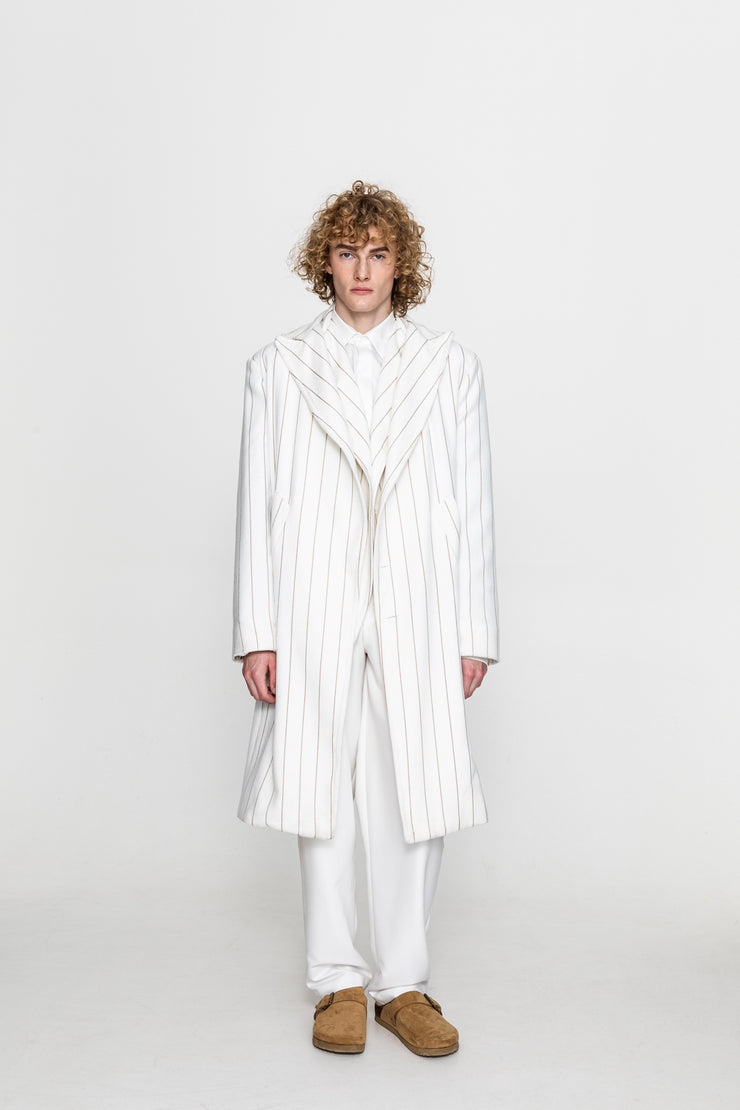 Federico Coat Striped White