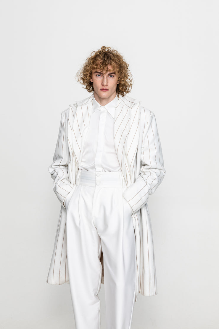 Federico Coat Striped White