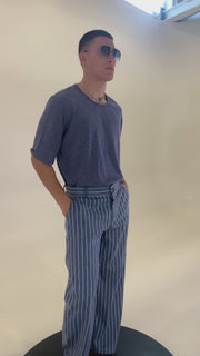 Signature Baggy Pants Striped Blue