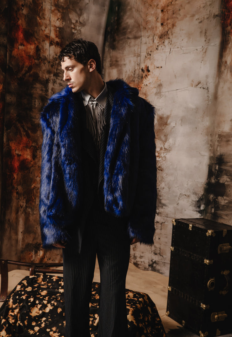 Mateo Faux Fur Jacket Blue