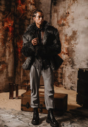 Mateo Faux Fur Jacket  Charcoal