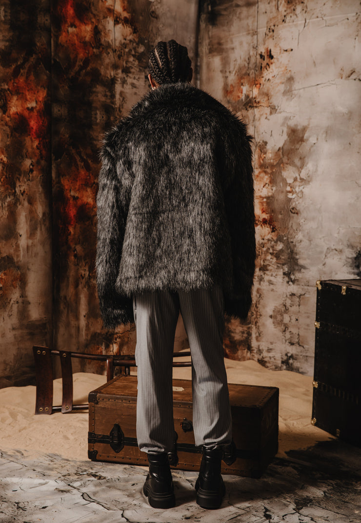 Mateo Faux Fur Jacket  Charcoal